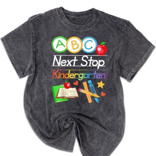 Next Stop Kindergarten Preschool Graduation 2025 Boy Girl Mineral Wash Tshirts - Best Gift Smart