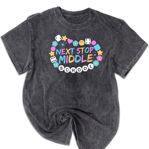 Next Stop Middle School Groovy Elementary School Graduation Mineral Wash Tshirts - Best Gift Smart