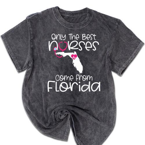 Nurse Florida RN CNA LPN Nursing Student Graduation Mineral Wash Tshirts - Best Gift Smart