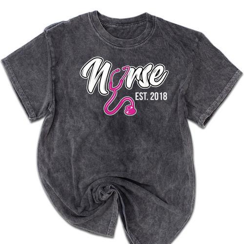 Nursing Graduation Nurse Est 2018 T-Shirt Mineral Wash Tshirts - Best Gift Smart