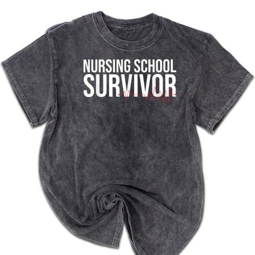 Nursing School Survivor- For Nurses-RN Graduation Mineral Wash Tshirts - Best Gift Smart