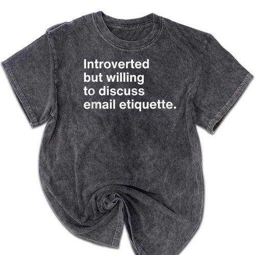 Office Humor Introvert Career Coach Email Etiquette Mineral Wash Tshirts - Raresse