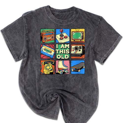 I Am This Old Retro Vintage Nostalgia 80s 90s Cassette Tape Mineral Wash Tshirts - Figerry