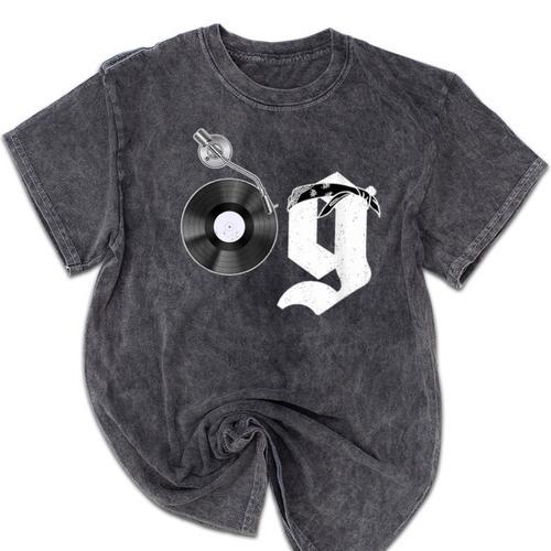 Old School Dad OG Hip Hop Head Vinyl Retro 80s90s Nostalgia Mineral Wash Tshirts - Figerry