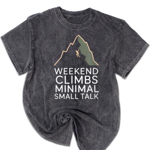 Outdoor Introvert Vibes Weekend Climber Mineral Wash Tshirts - Raresse