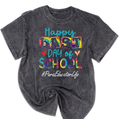 Para Educator Happy Last Day Of School Women Graduation Mineral Wash Tshirts - Best Gift Smart