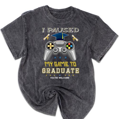 I Paused My Game To Graduate Class Of 2023 Gamer Graduation Mineral Wash Tshirts - Best Gift Smart