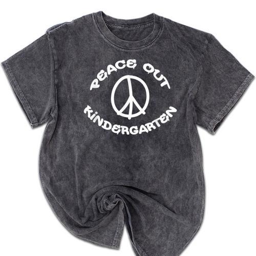 Peace Out Kindergarten T Shirt For School Graduation Mineral Wash Tshirts - Best Gift Smart