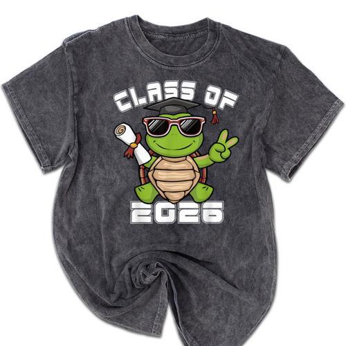Peace Sign Hand Turtle Class Of 2026 Graduation Mineral Wash Tshirts - Best Gift Smart