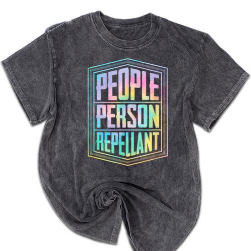 People Person Repellant Antisocial Introvert Mineral Wash Tshirts - Raresse