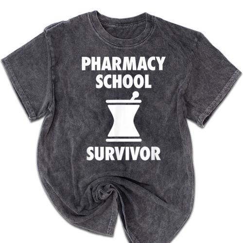 Pharmacy School Survivor PharmD Graduation T-Shirt Mineral Wash Tshirts - Best Gift Smart