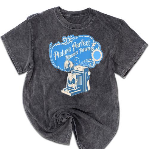 Picture Perfect Memories Forever Vintage Camera Nostalgia Mineral Wash Tshirts - Figerry