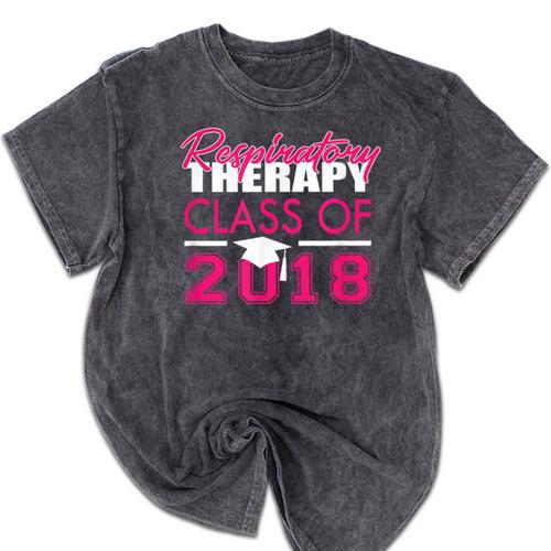 Pink Respiratory Therapist Class Of 2018 Graduation T Shirt Mineral Wash Tshirts - Best Gift Smart