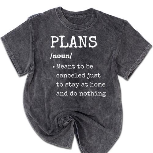 Plans Definition For Homebodies & Introverts Sarcastic Mineral Wash Tshirts - Raresse