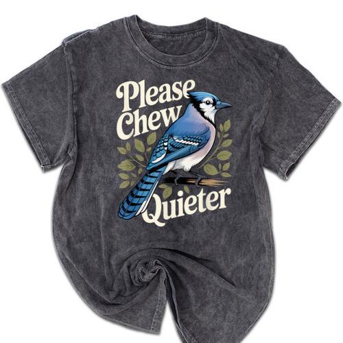 Please Chew Quieter Introvert Christmas Bird Watcher Mineral Wash Tshirts - Raresse