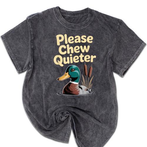 Please Chew Quieter Introvert Duck Lover Mineral Wash Tshirts - Raresse