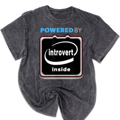 Powered By Introvert Inside Embrace Your Quiet Strength Mineral Wash Tshirts - Raresse
