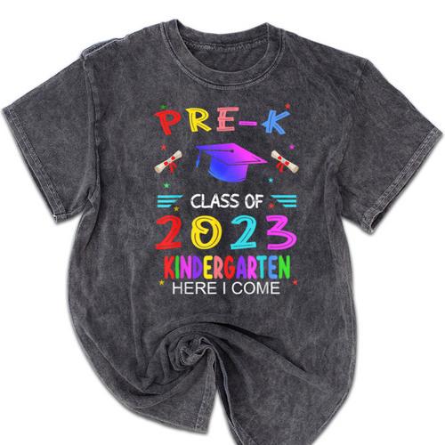 Pre-k Graduation Pre Kindergarten Class Of 2023 Boys Girls Mineral Wash Tshirts - Best Gift Smart