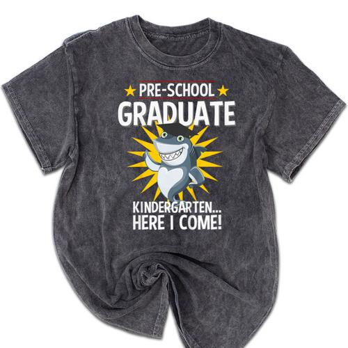 Pre K Graduation Shirts Shark Grad Toddler Mineral Wash Tshirts - Best Gift Smart