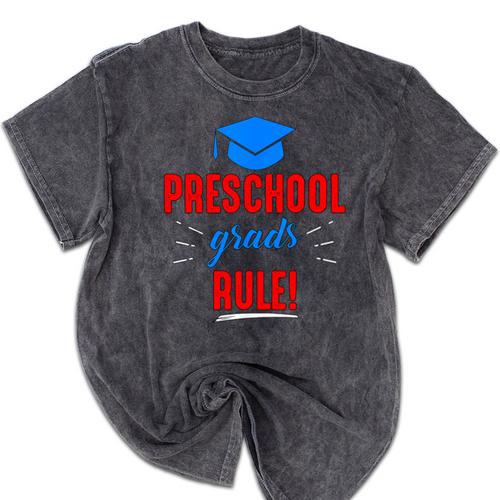 Preschooler Graduation Grad Cap Preschool Grads Rule Mineral Wash Tshirts - Best Gift Smart