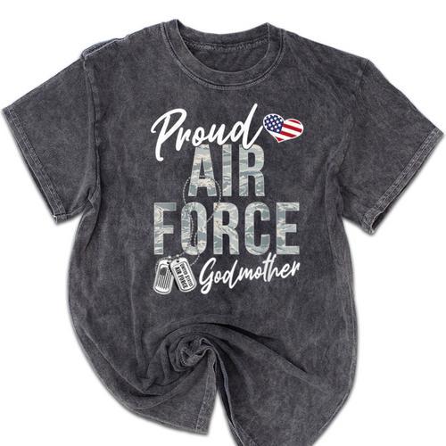 Proud Air Force Godmother US Air Force Graduation Godmother Mineral Wash Tshirts - Best Gift Smart
