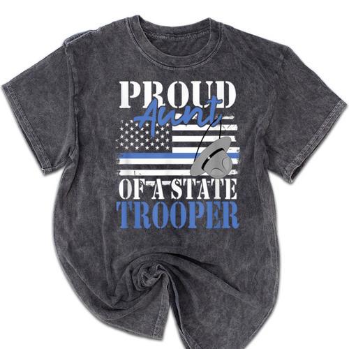 Proud Aunt Of a State Trooper Police Officer Graduation Mineral Wash Tshirts - Best Gift Smart