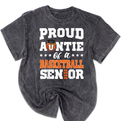 Proud Auntie Of a Basketball Senior 2026 Graduation Gifts Mineral Wash Tshirts - Best Gift Smart