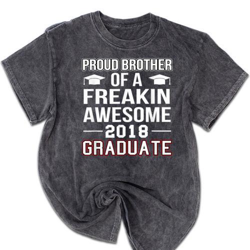 Proud Brother Of A 2018 Graduate Senior Graduation T Shirt Mineral Wash Tshirts - Best Gift Smart