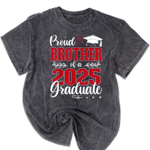 Proud Brother Of A Class Of 2025 Graduate Senior Graduation Mineral Wash Tshirts - Best Gift Smart