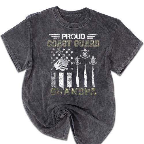 Proud Coast Guard Grandpa US Coast Guard Graduation Grandpa Mineral Wash Tshirts - Best Gift Smart