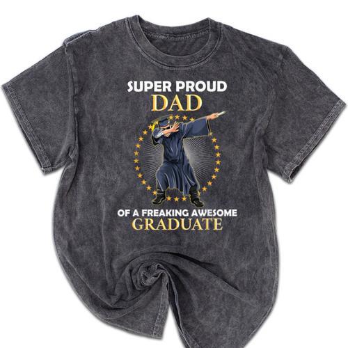 Proud Dad Of 2018 Graduate Dabbing Graduation Senior Shirt Mineral Wash Tshirts - Best Gift Smart