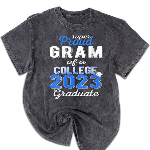 Proud Gram Of 2023 College Graduate Family 23 Graduation Mineral Wash Tshirts - Best Gift Smart