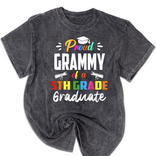 Proud GRAMMY Of A 5th Grade Graduate Graduation 2024 Senior Mineral Wash Tshirts - Best Gift Smart