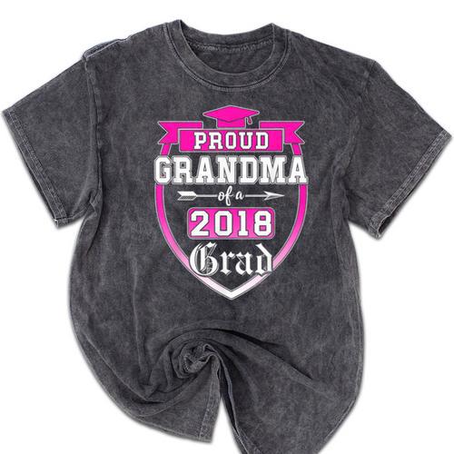 Proud Grandma Of a 2018 Grad Graduation Family Mineral Wash Tshirts - Best Gift Smart
