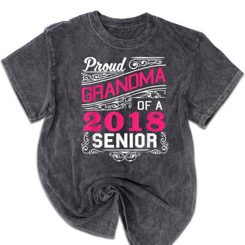 Proud Grandma Of a 2018 Senior Tshirt Graduation Mineral Wash Tshirts - Best Gift Smart