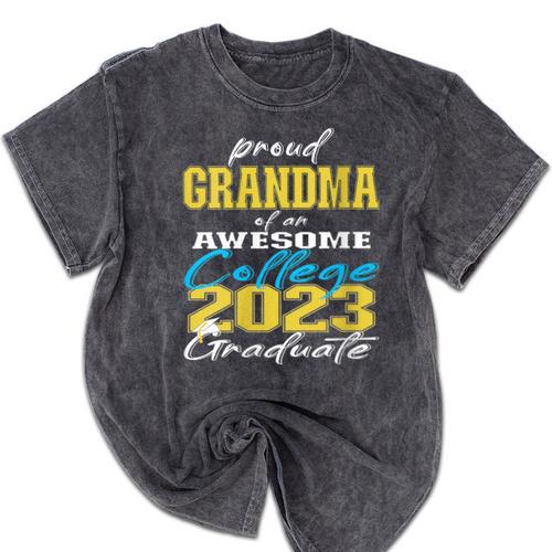 Proud Grandma Of 2023 College Graduate Family 23 Graduation Mineral Wash Tshirts - Best Gift Smart