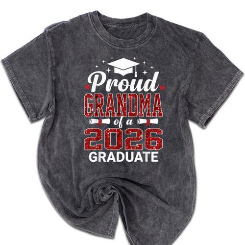 Proud Grandma Of A 2026 Graduate Class Of Graduation Mineral Wash Tshirts - Best Gift Smart