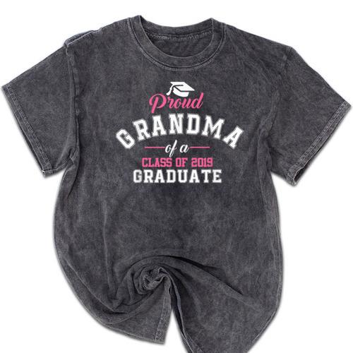 Proud Grandma Of A Class Of 2019 Graduate Graduation T Shirt Mineral Wash Tshirts - Best Gift Smart