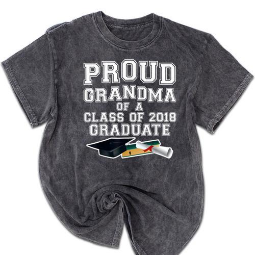 Proud Grandma Graduation Class Of 2018 Graduate Mineral Wash Tshirts - Best Gift Smart