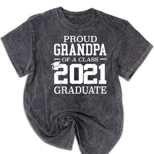Proud Grandpa Graduation Senior 21 Grad Class Of 2021 Mineral Wash Tshirts - Best Gift Smart