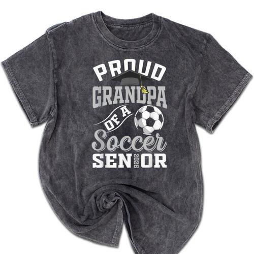 Proud Grandpa Of a Soccer Senior Class Of 2026 Graduation Mineral Wash Tshirts - Best Gift Smart