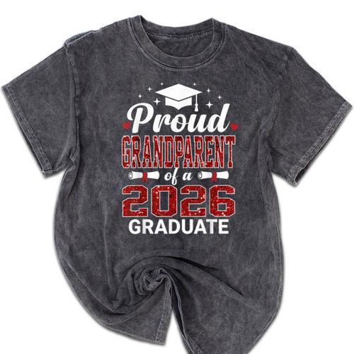Proud Grandparent Of A 2026 Graduate Class Of Graduation Mineral Wash Tshirts - Best Gift Smart