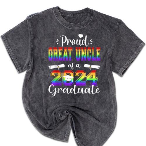 Proud Great Uncle Of 2024 Graduate Class 2024 Graduation Mineral Wash Tshirts - Best Gift Smart