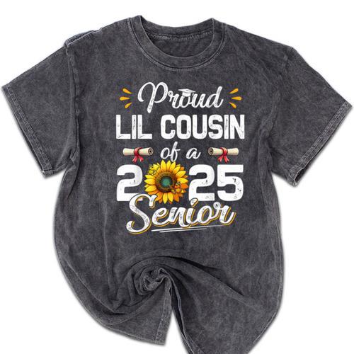 Proud Lil Cousin Of A Class Of 2025 Senior Graduation 2025 Mineral Wash Tshirts - Best Gift Smart