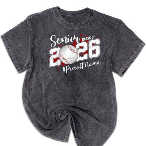 Proud Mama Of A 2026 Senior Baseball Graduation Mom Mineral Wash Tshirts - Best Gift Smart