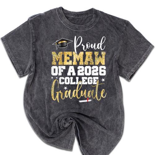 Proud Memaw Of 2026 Graduate College Graduation Mineral Wash Tshirts - Best Gift Smart