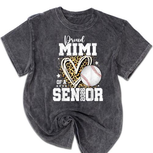 Proud Mimi Of A 2026 Senior Baseball Graduation Leopard Mineral Wash Tshirts - Best Gift Smart