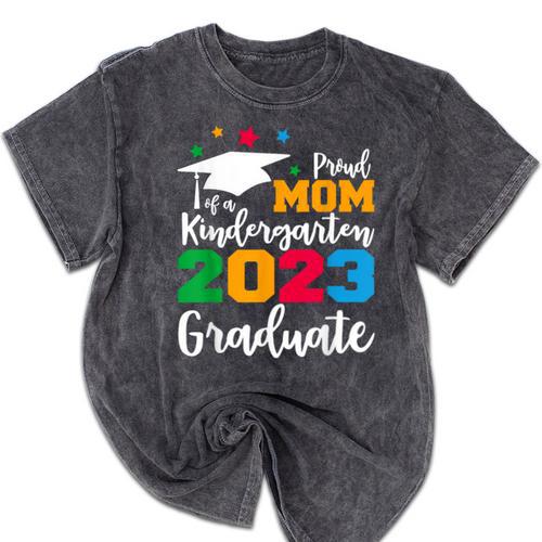 Proud Mom Of A 2023 Graduate Senior 2023 Graduation 23 Mineral Wash Tshirts - Best Gift Smart
