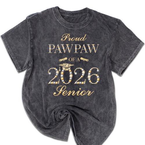 Proud Pawpaw Of A 2026 Senior Graduate Graduation Mineral Wash Tshirts - Best Gift Smart