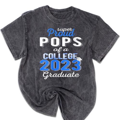 Proud Pops Of 2023 College Graduate Family 23 Graduation Mineral Wash Tshirts - Best Gift Smart